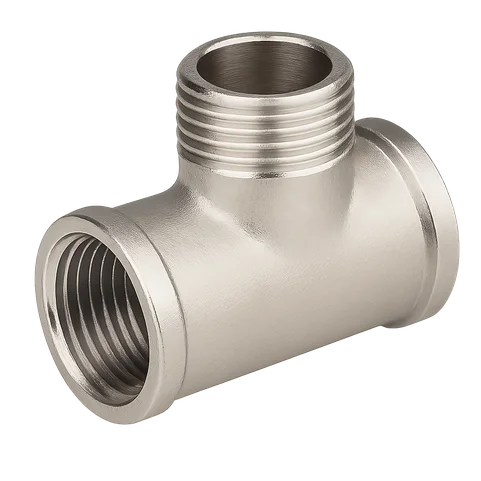 Тройник никелированный латунный переходной Ду 20 3/4" ВР/НР/ВР